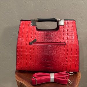 Red Distressed Leather Purse, Like New